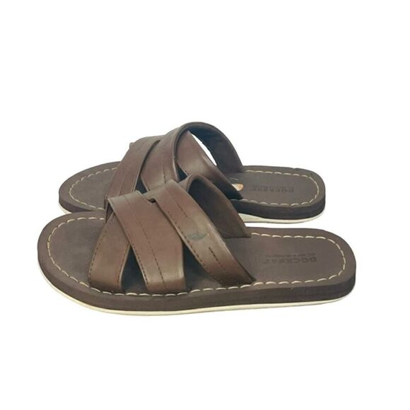 Dockers Brown Faux Leather X Slip on Summer Slide Sandal Mens Size 10 M - Picture 2 of 7